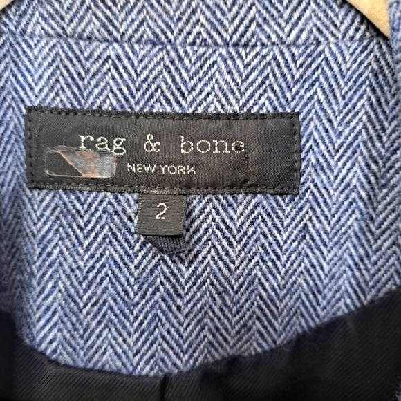 Rag&Bone hazel herringbone blazer blue 2 - Picture 8 of 9